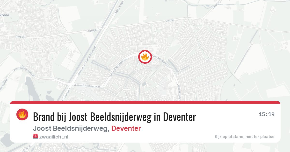 Brand bij Joost Beeldsnijderweg in Deventer — 1 mrt 2026