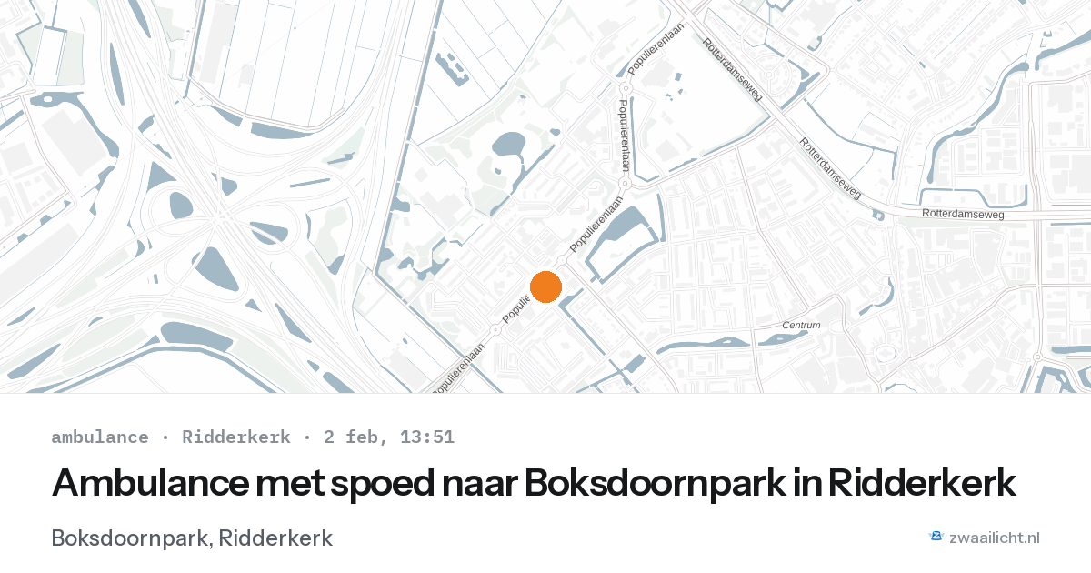 Ambulance met spoed naar Boksdoornpark in Ridderkerk — 2 feb 2026