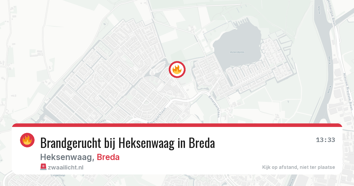 Brandgerucht bij Heksenwaag in Breda — 24 jun 2026