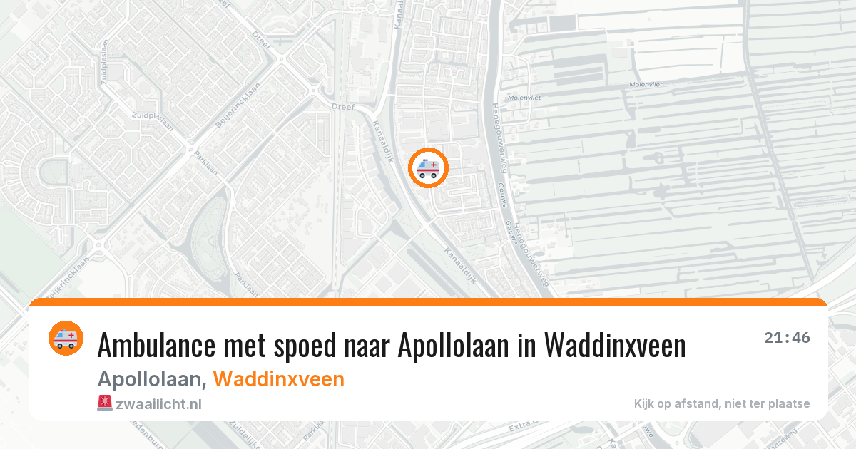 Ambulance met spoed naar Apollolaan in Waddinxveen — 14 jun 2026