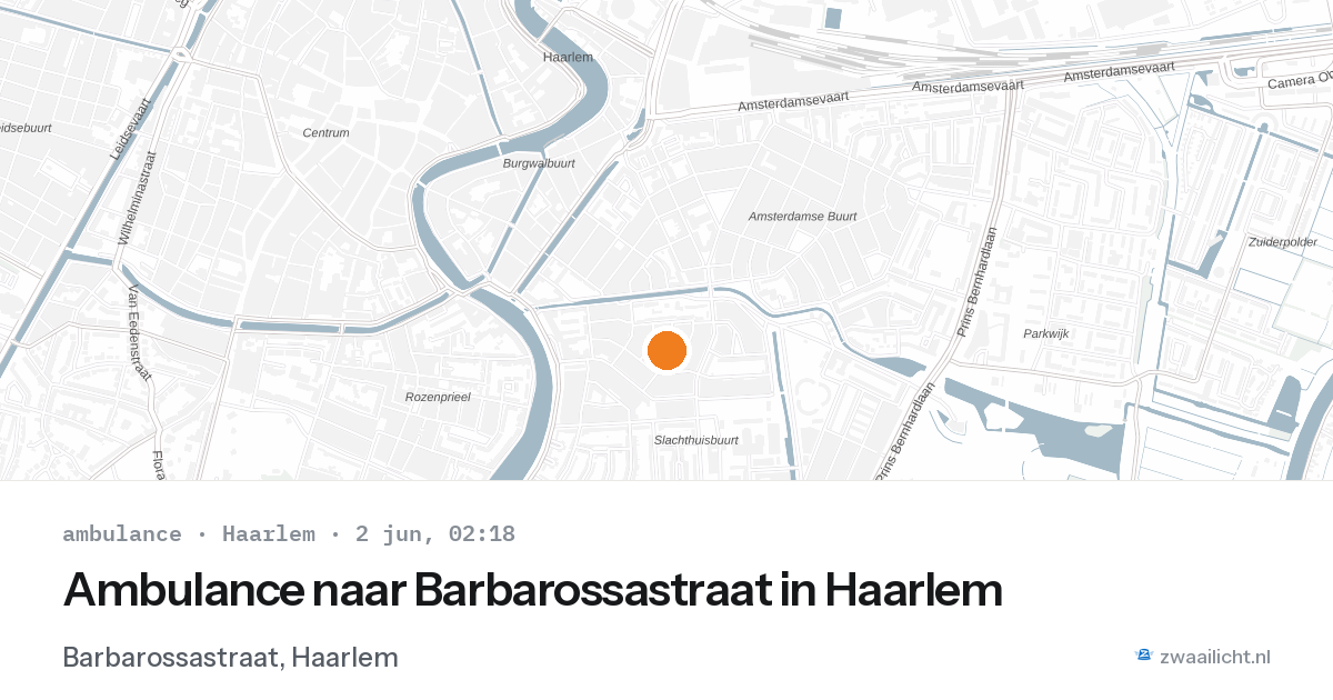 Ambulance naar Barbarossastraat in Haarlem — 2 jun 2026