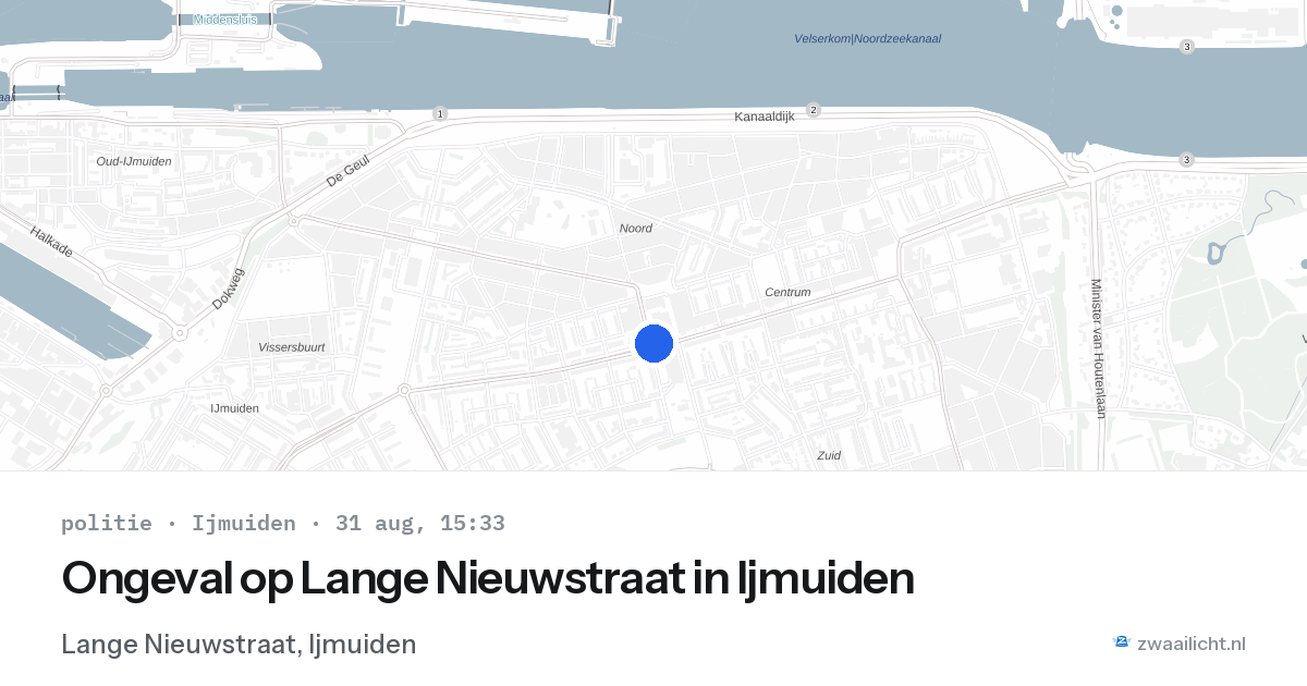 Ongeval op Lange Nieuwstraat in Ijmuiden — 31 aug 2026