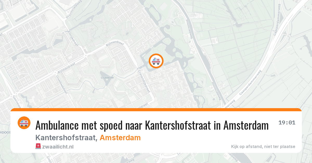 Ambulance met spoed naar Kantershofstraat in Amsterdam — 16 mrt 2026