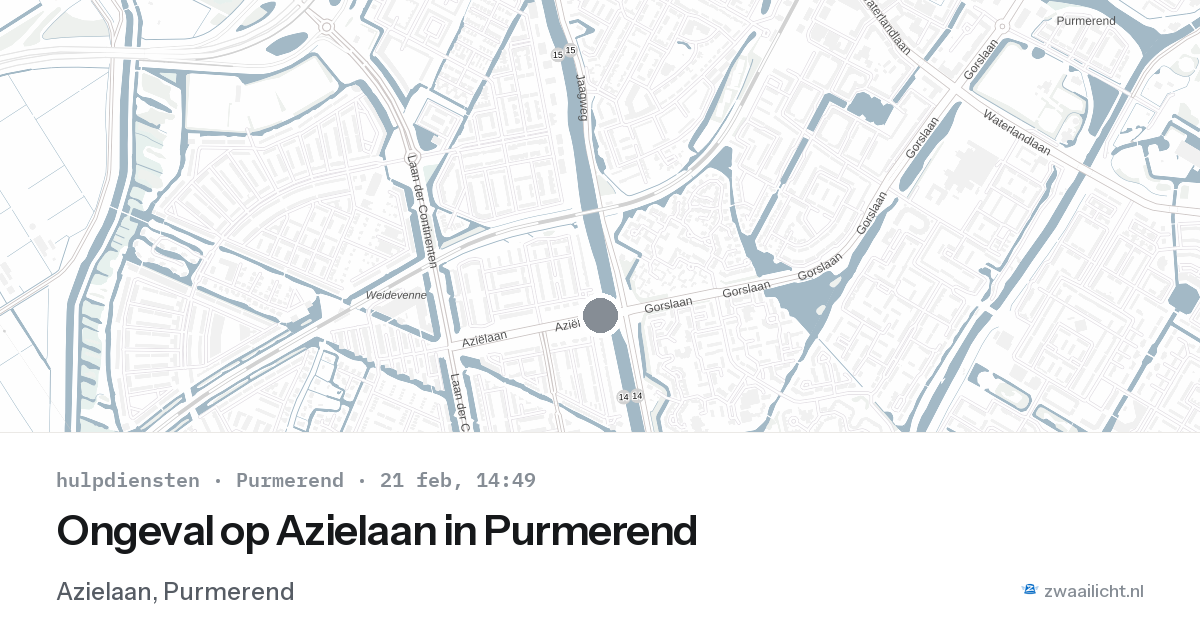 Ongeval op Azielaan in Purmerend — 21 feb 2026
