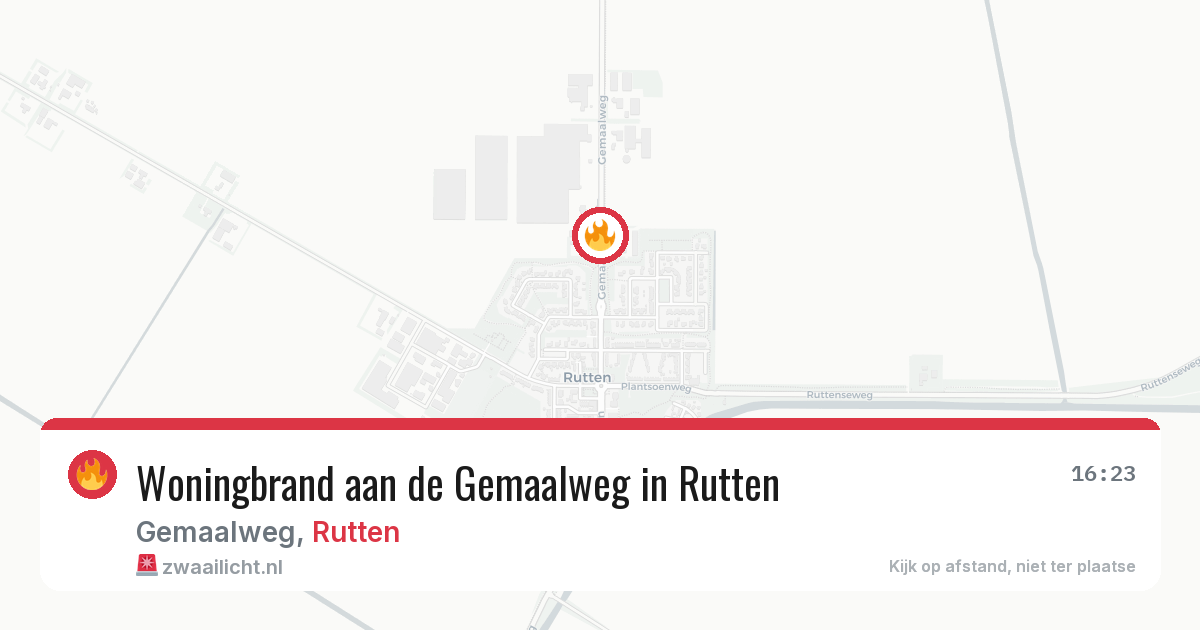 Woningbrand aan de Gemaalweg in Rutten — 14 apr 2026