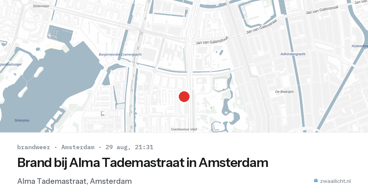 Brand bij Alma Tademastraat in Amsterdam — 29 aug 2026