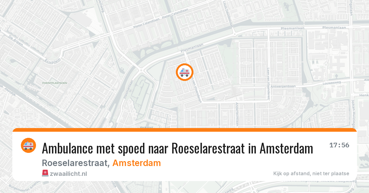 Ambulance met spoed naar Roeselarestraat in Amsterdam — 17 mrt 2026