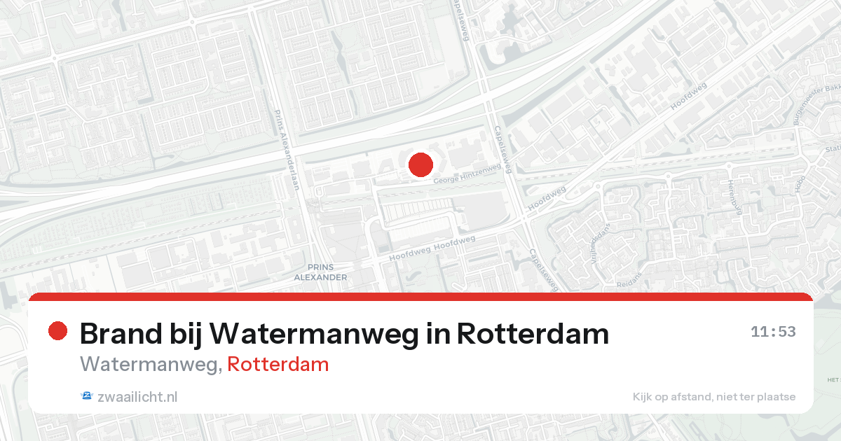 Brand bij Watermanweg in Rotterdam — 16 aug 2026