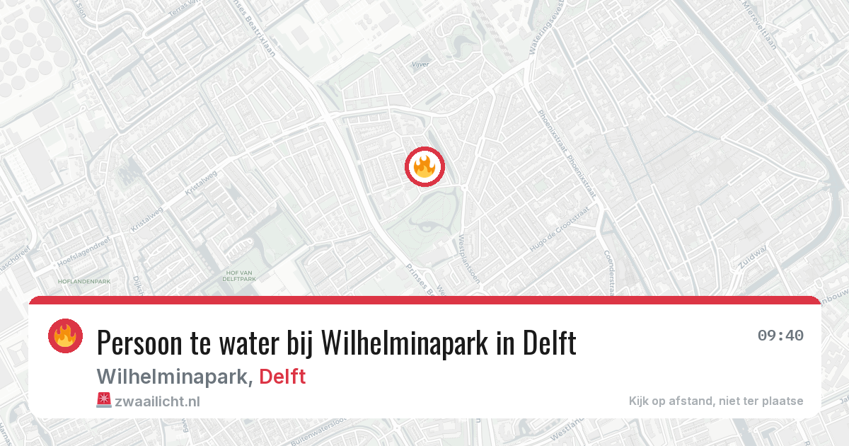 Persoon te water bij Wilhelminapark in Delft — 4 mei 2026