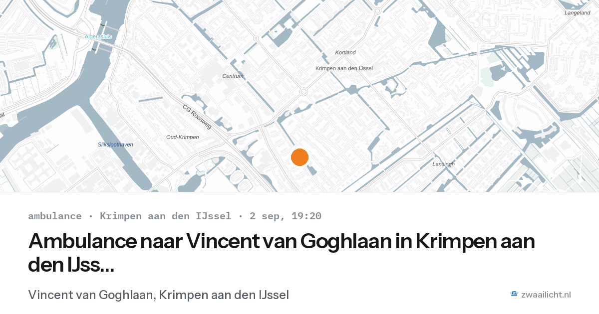 Ambulance naar Vincent van Goghlaan in Krimpen aan den IJssel — 2 sep 2026