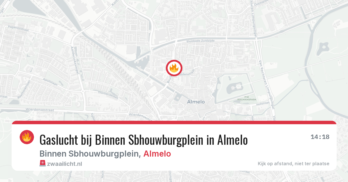 Gaslucht bij Binnen Sbhouwburgplein in Almelo — 19 jun 2026