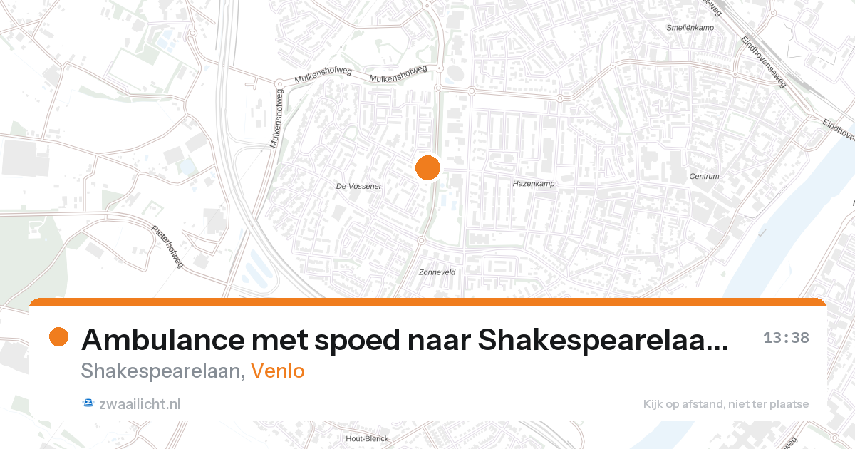 Ambulance met spoed naar Shakespearelaan in Venlo — 13 aug 2026