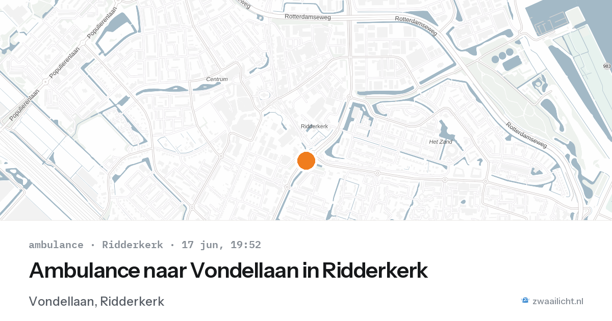 Ambulance naar Vondellaan in Ridderkerk — 17 jun 2026