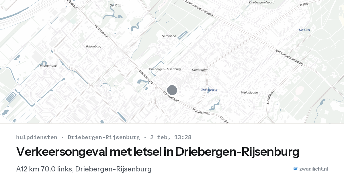 Verkeersongeval met letsel in Driebergen-Rijsenburg — 2 feb 2026