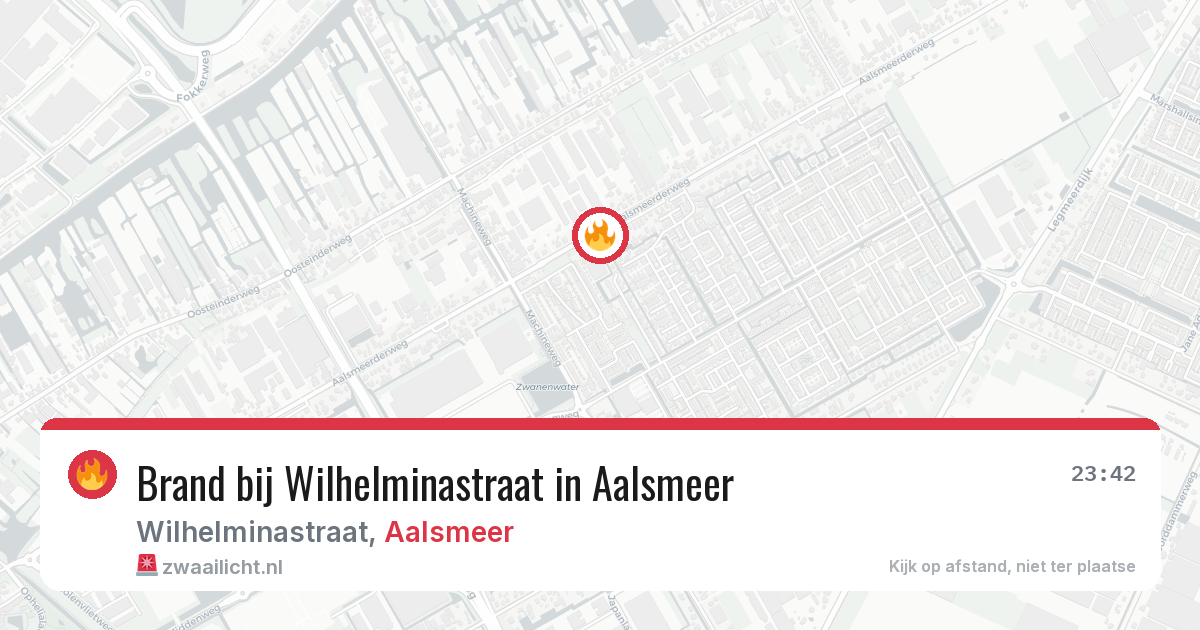 Brand bij Wilhelminastraat in Aalsmeer — 31 jul 2026