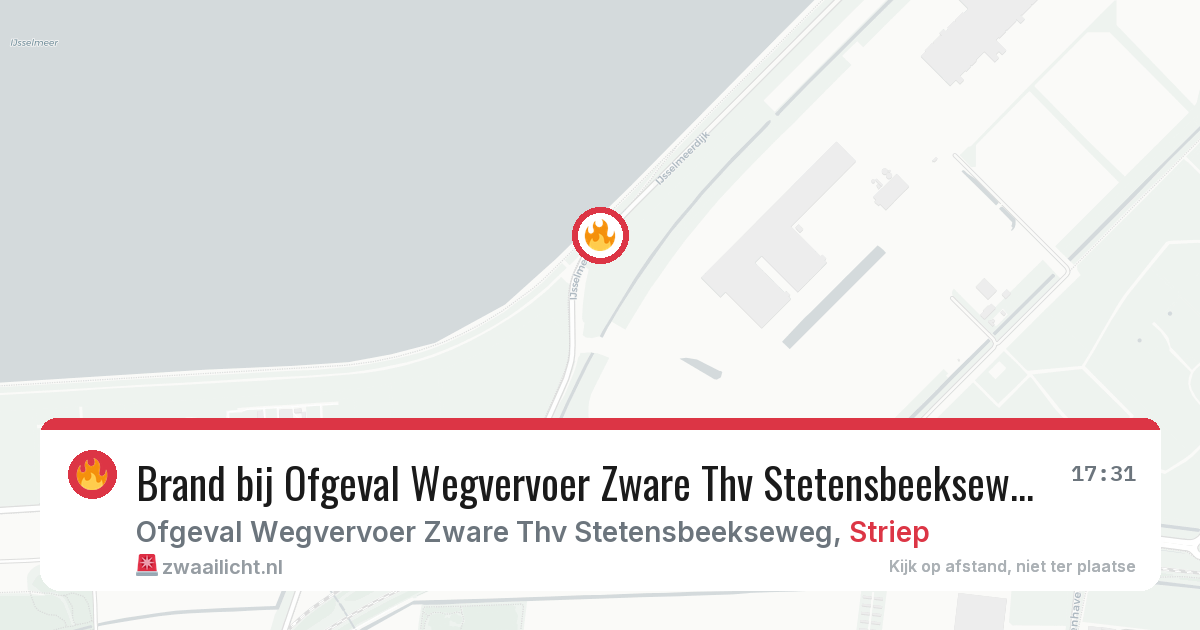 Brand bij Ofgeval Wegvervoer Zware Thv Stetensbeekseweg in Striep — 18 jun 2026