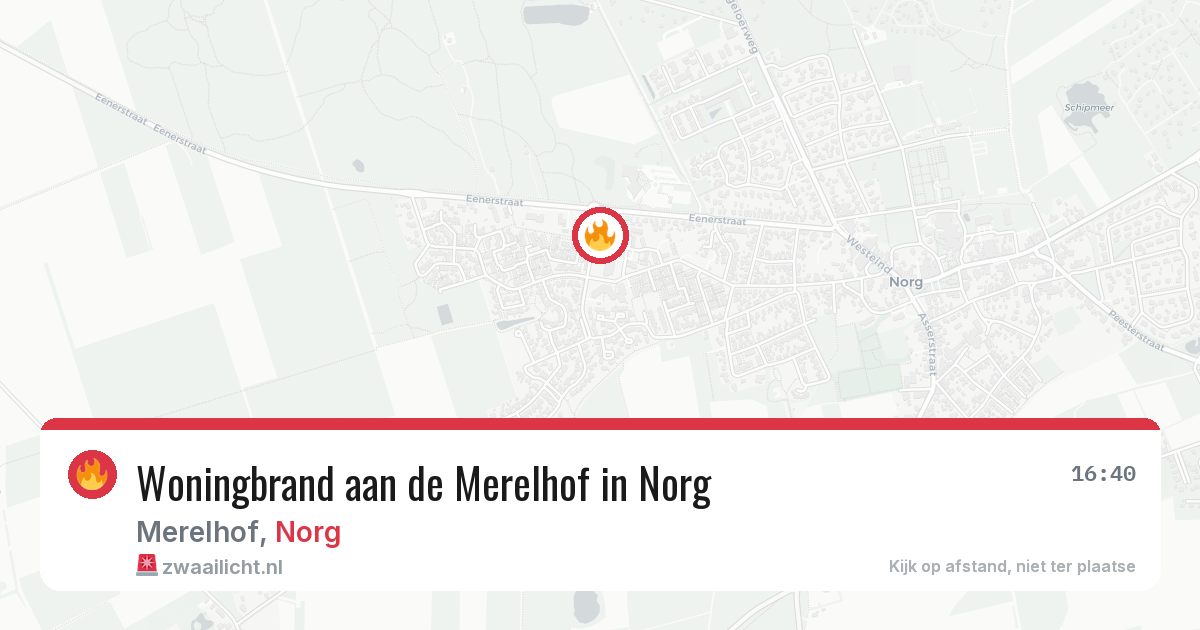 Woningbrand aan de Merelhof in Norg — 21 mrt 2026