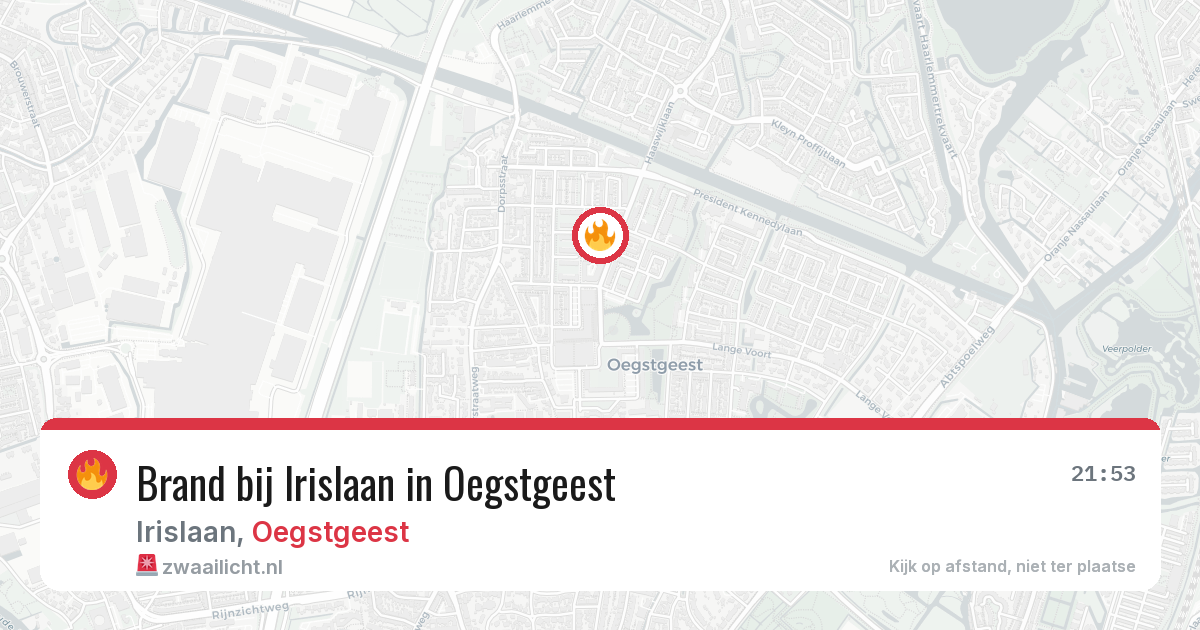 Brand bij Irislaan in Oegstgeest — 8 apr 2026