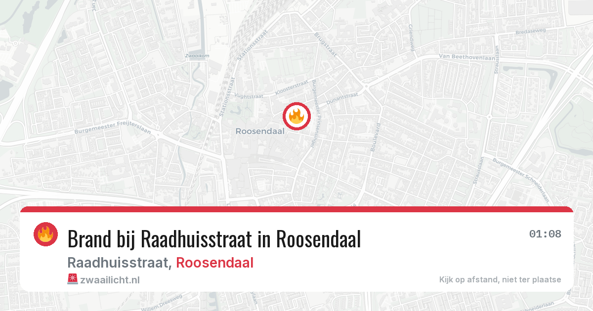 Brand bij Raadhuisstraat in Roosendaal — 9 aug 2026
