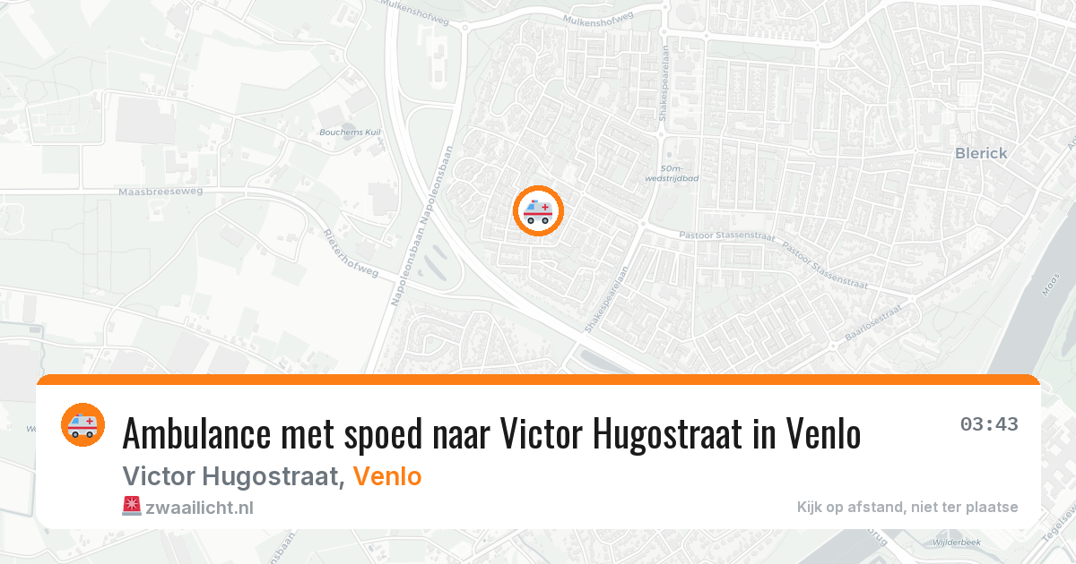 Ambulance met spoed naar Victor Hugostraat in Venlo — 3 aug 2026