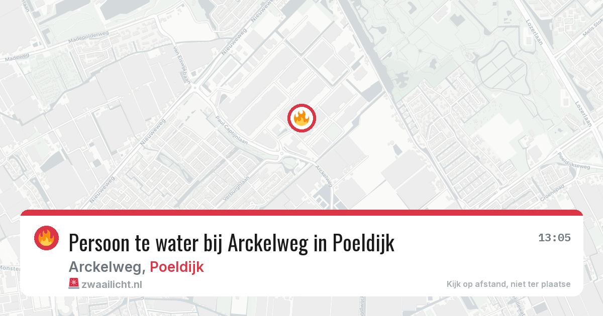 Persoon te water bij Arckelweg in Poeldijk — 25 apr 2026