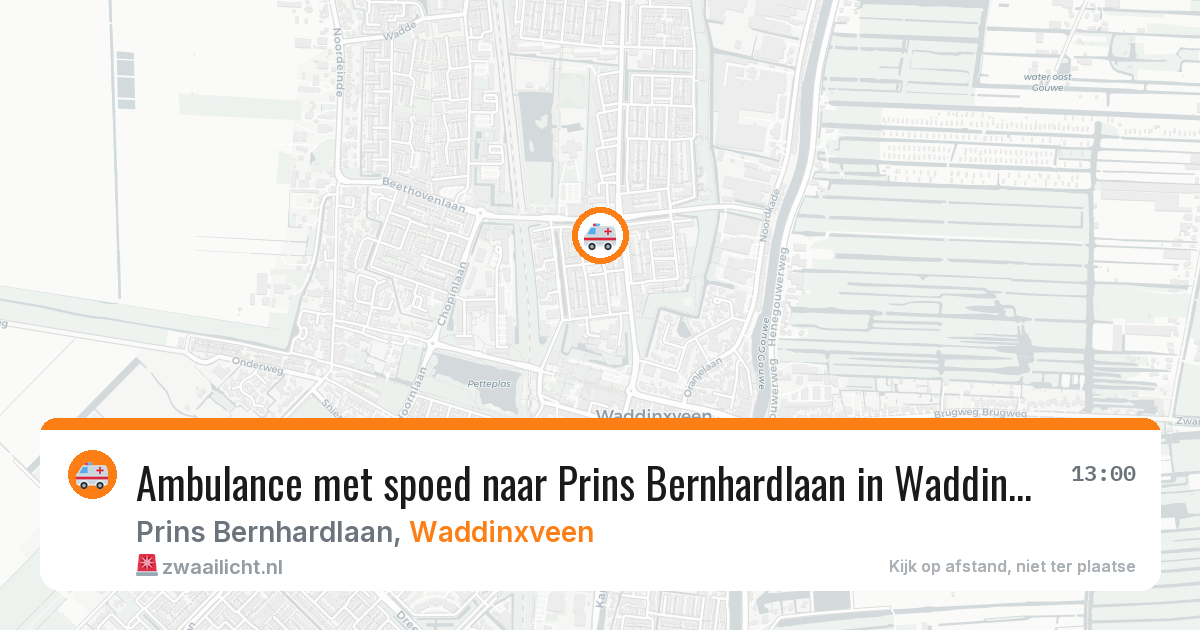 Ambulance met spoed naar Prins Bernhardlaan in Waddinxveen — 9 jun 2026