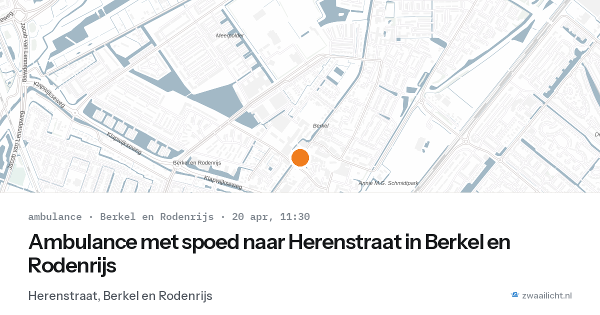 Ambulance met spoed naar Herenstraat in Berkel en Rodenrijs — 20 apr 2026