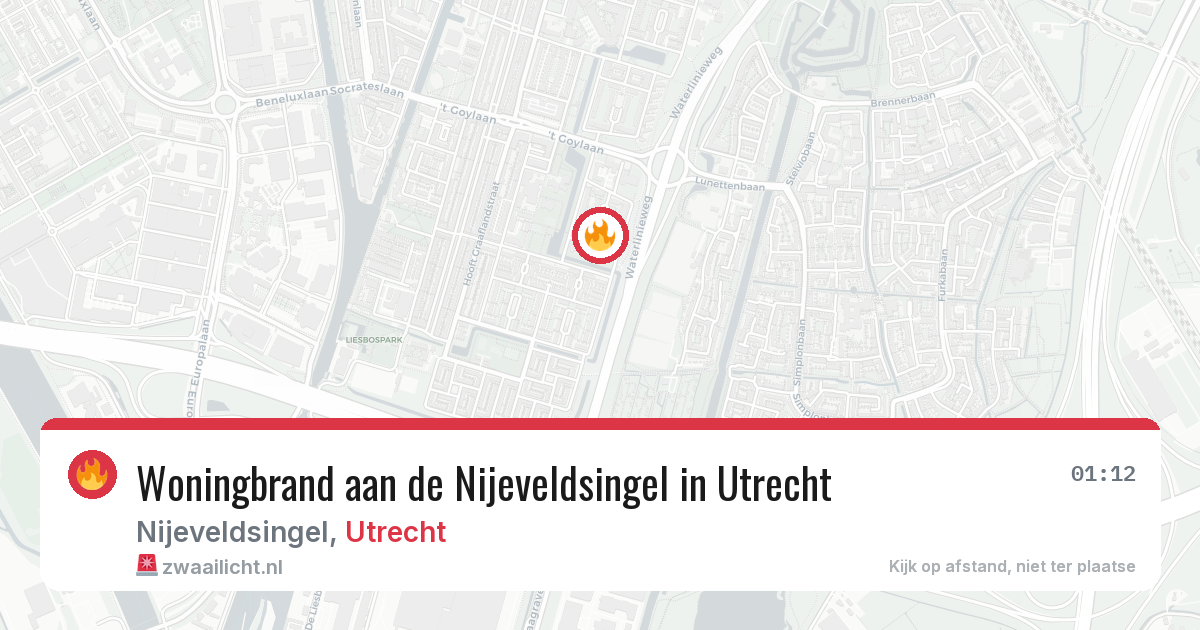 Woningbrand aan de Nijeveldsingel in Utrecht — 5 aug 2026