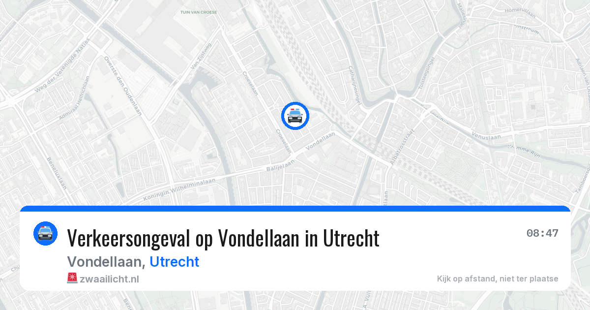 Verkeersongeval op Vondellaan in Utrecht — 7 jul 2026