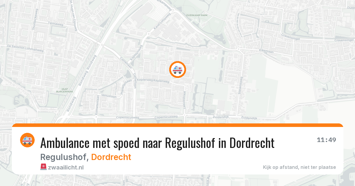 Ambulance met spoed naar Regulushof in Dordrecht — 24 mei 2026