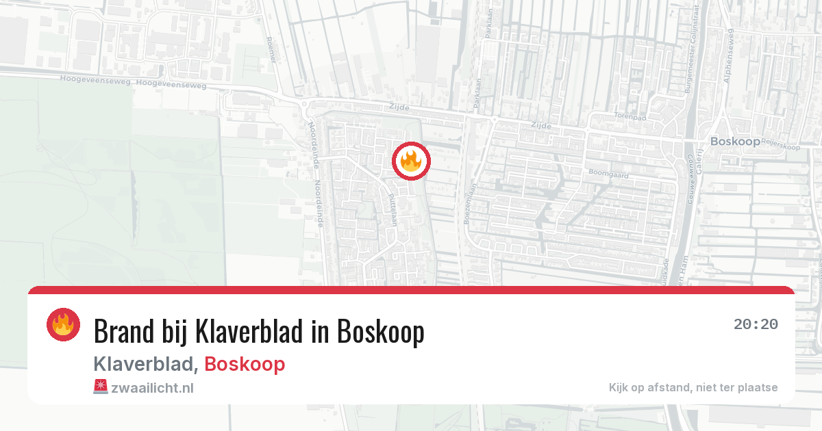 Brand bij Klaverblad in Boskoop — 18 jul 2026