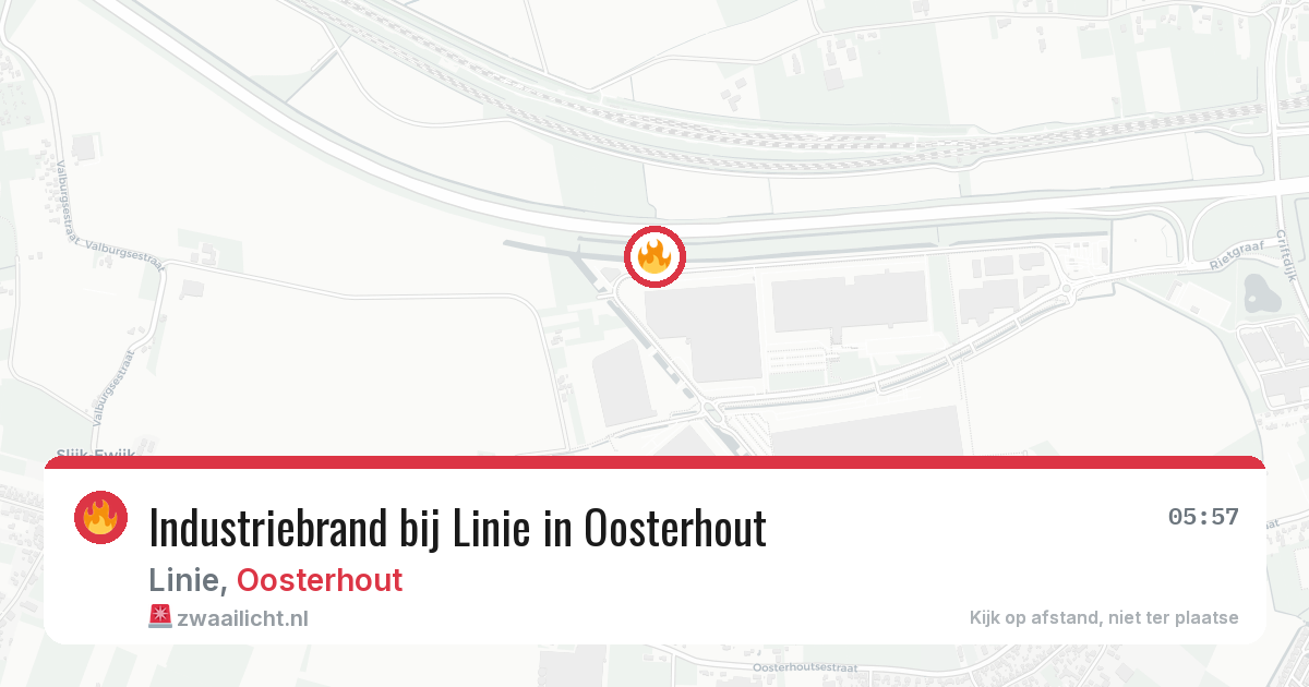 Industriebrand bij Linie in Oosterhout — 8 aug 2026