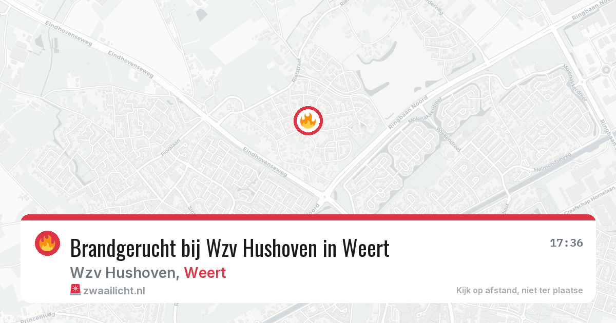 Brandgerucht bij Wzv Hushoven in Weert — 6 aug 2026