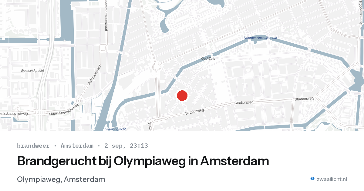 Brandgerucht bij Olympiaweg in Amsterdam — 2 sep 2026