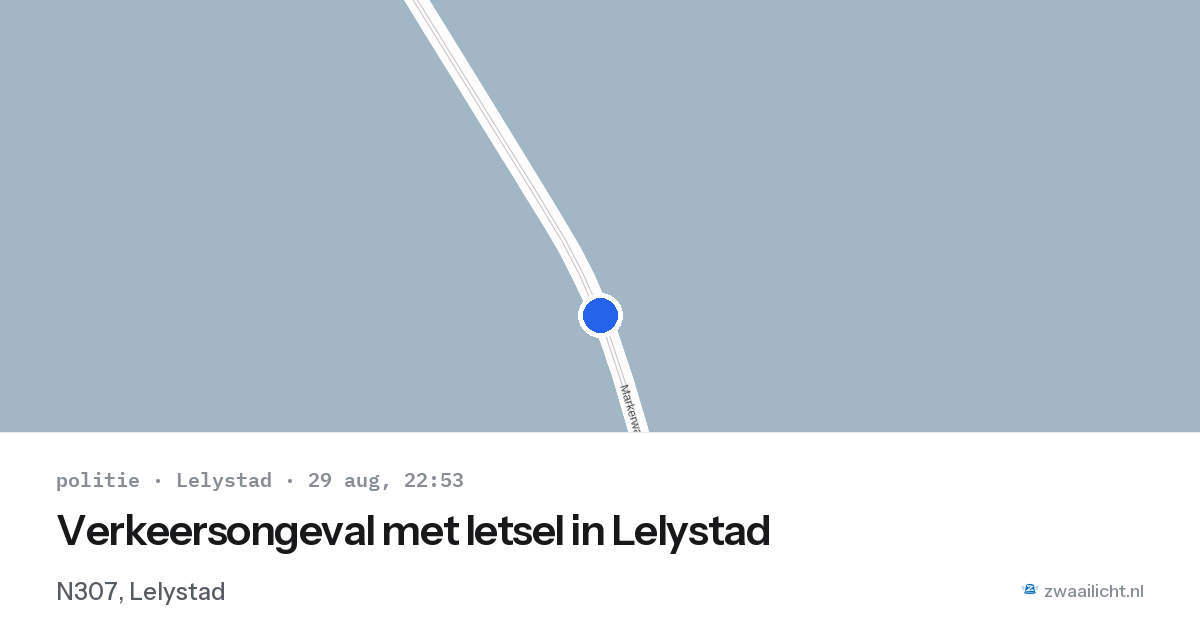 Verkeersongeval met letsel in Lelystad — 29 aug 2026