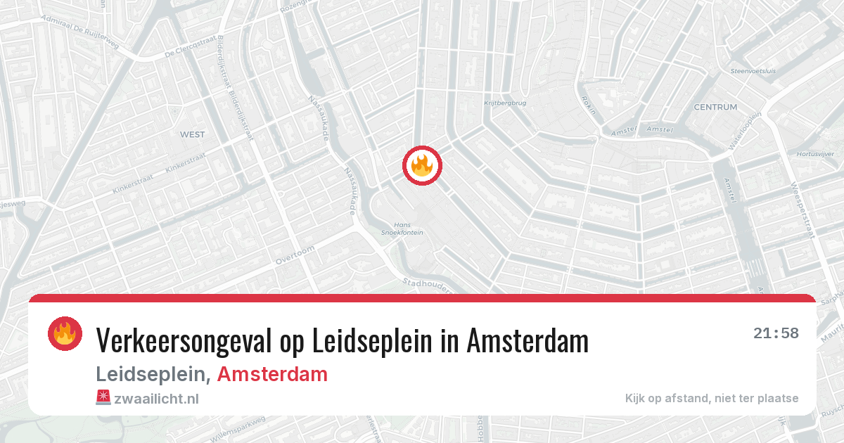 Verkeersongeval op Leidseplein in Amsterdam — 13 jun 2026