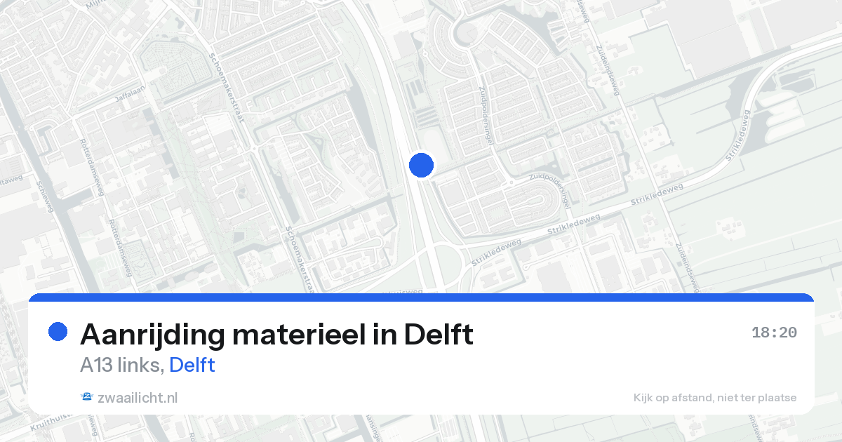 Aanrijding materieel in Delft — 20 aug 2026