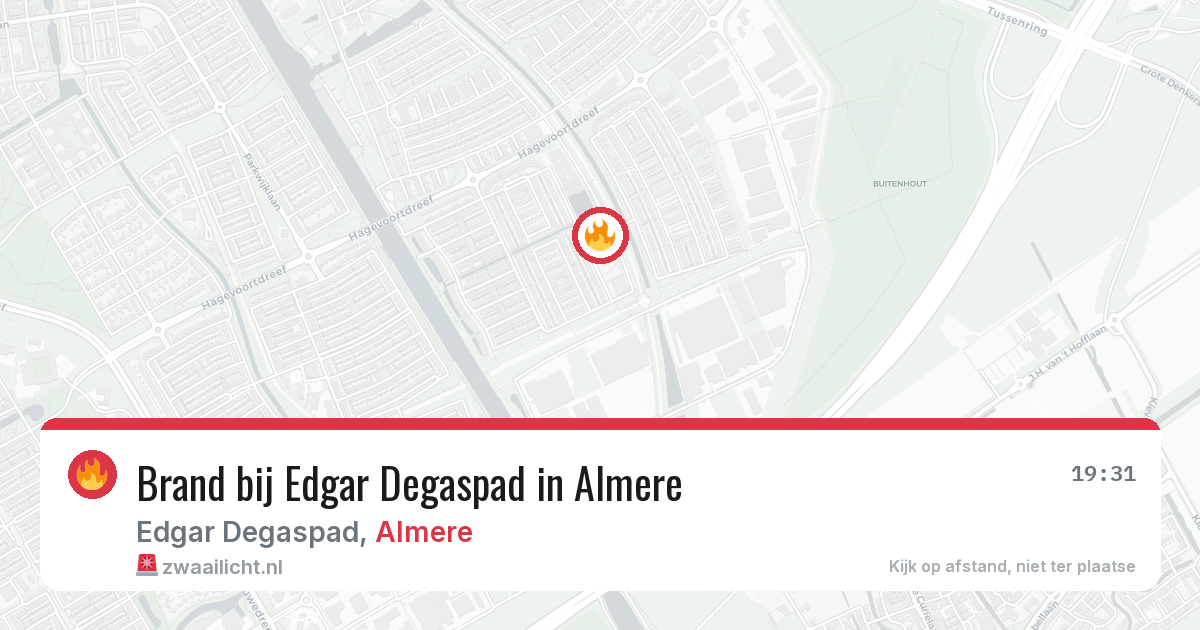 Brand bij Edgar Degaspad in Almere — 9 aug 2026