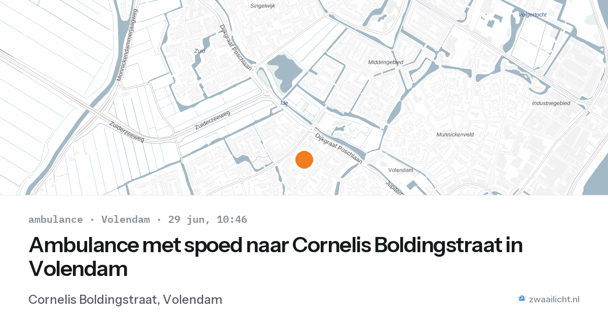 Ambulance met spoed naar Cornelis Boldingstraat in Volendam — 29 jun 2026