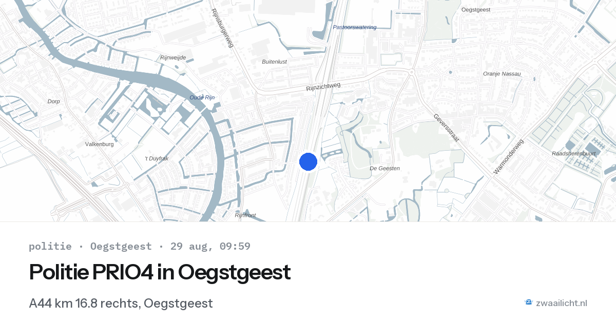 Politie PRIO4 in Oegstgeest — 29 aug 2026 | 🚨 Zwaailicht.nl