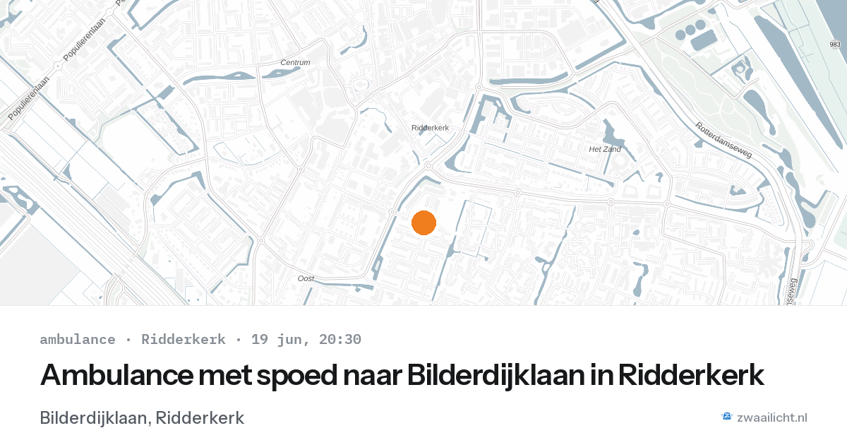 Ambulance met spoed naar Bilderdijklaan in Ridderkerk — 19 jun 2026