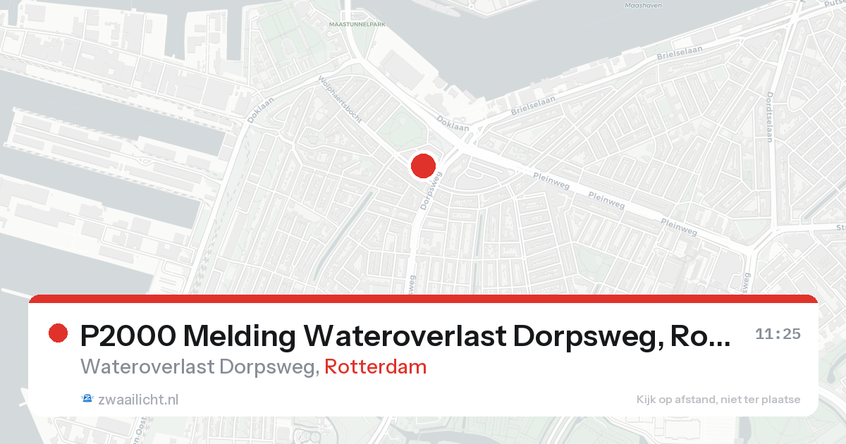 P2000 Melding Wateroverlast Dorpsweg, Rotterdam — 31 jan 2026