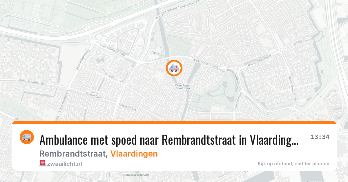 Ambulance met spoed naar Rembrandtstraat in Vlaardingen — 21 jun 2026