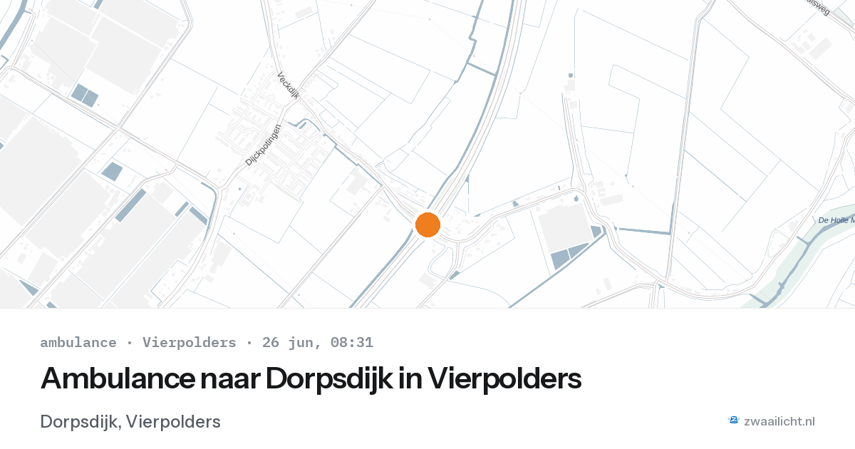 Ambulance naar Dorpsdijk in Vierpolders — 26 jun 2026