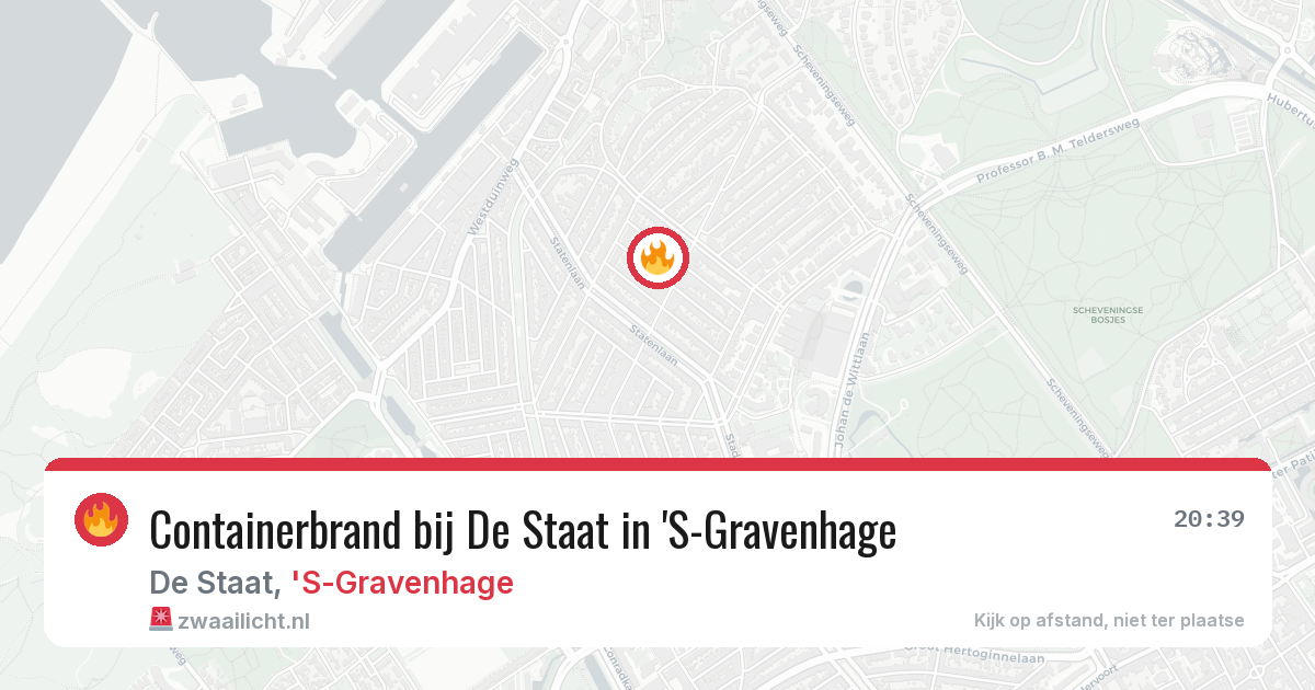 Containerbrand bij De Staat in 'S-Gravenhage — 27 jun 2026