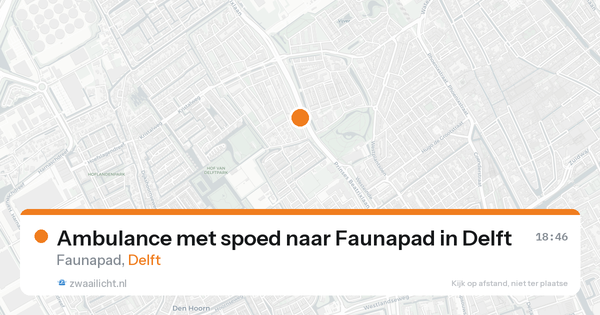 Ambulance met spoed naar Faunapad in Delft — 21 aug 2026