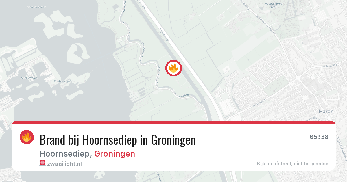 Brand bij Hoornsediep in Groningen — 21 jul 2026
