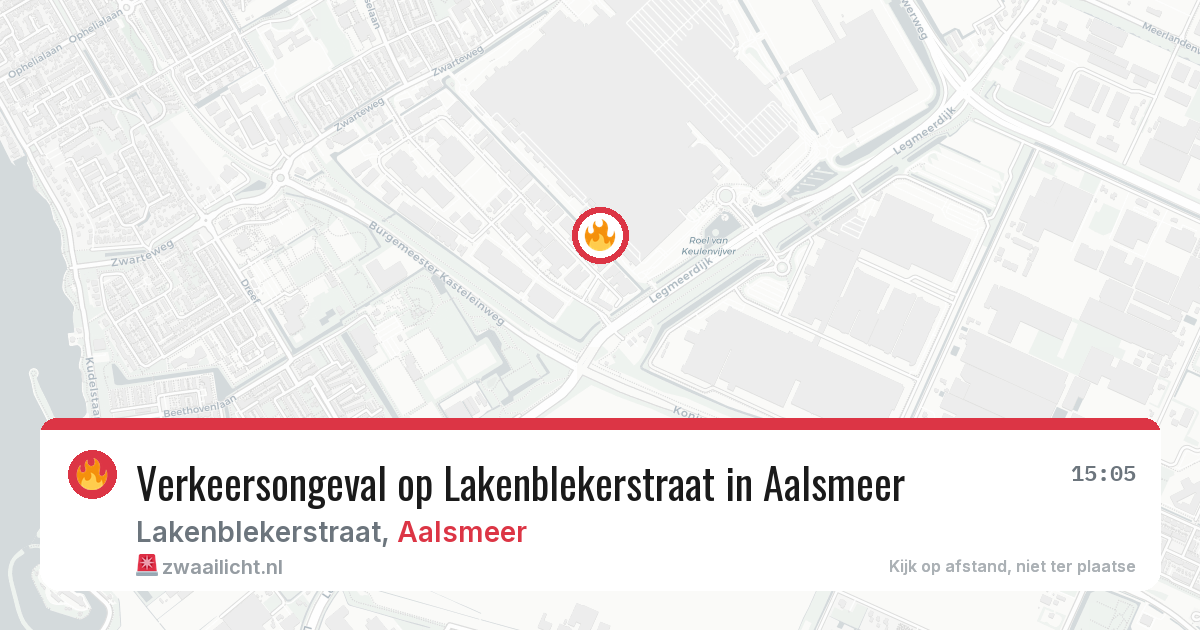 Verkeersongeval op Lakenblekerstraat in Aalsmeer — 27 jul 2026