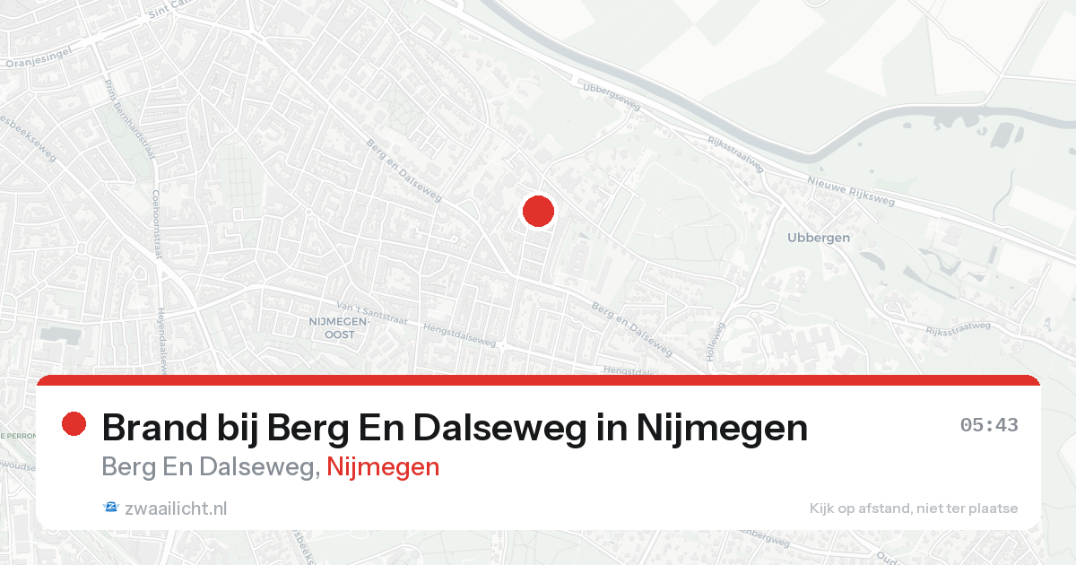 Brand bij Berg En Dalseweg in Nijmegen — 22 aug 2026
