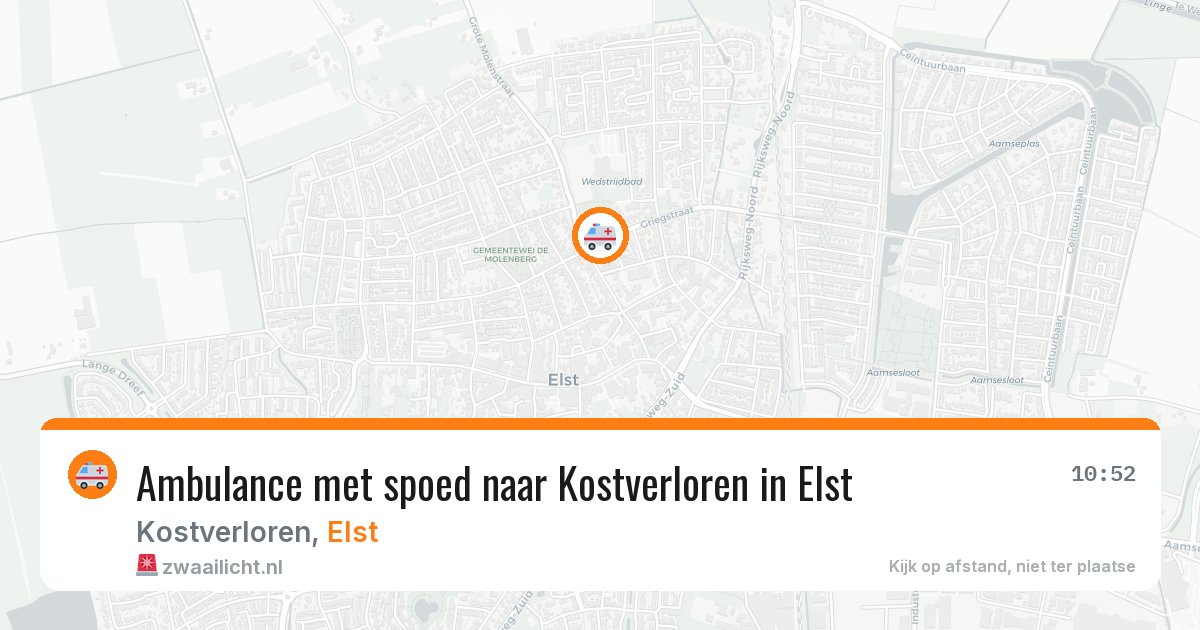Ambulance met spoed naar Kostverloren in Elst — 13 mei 2026